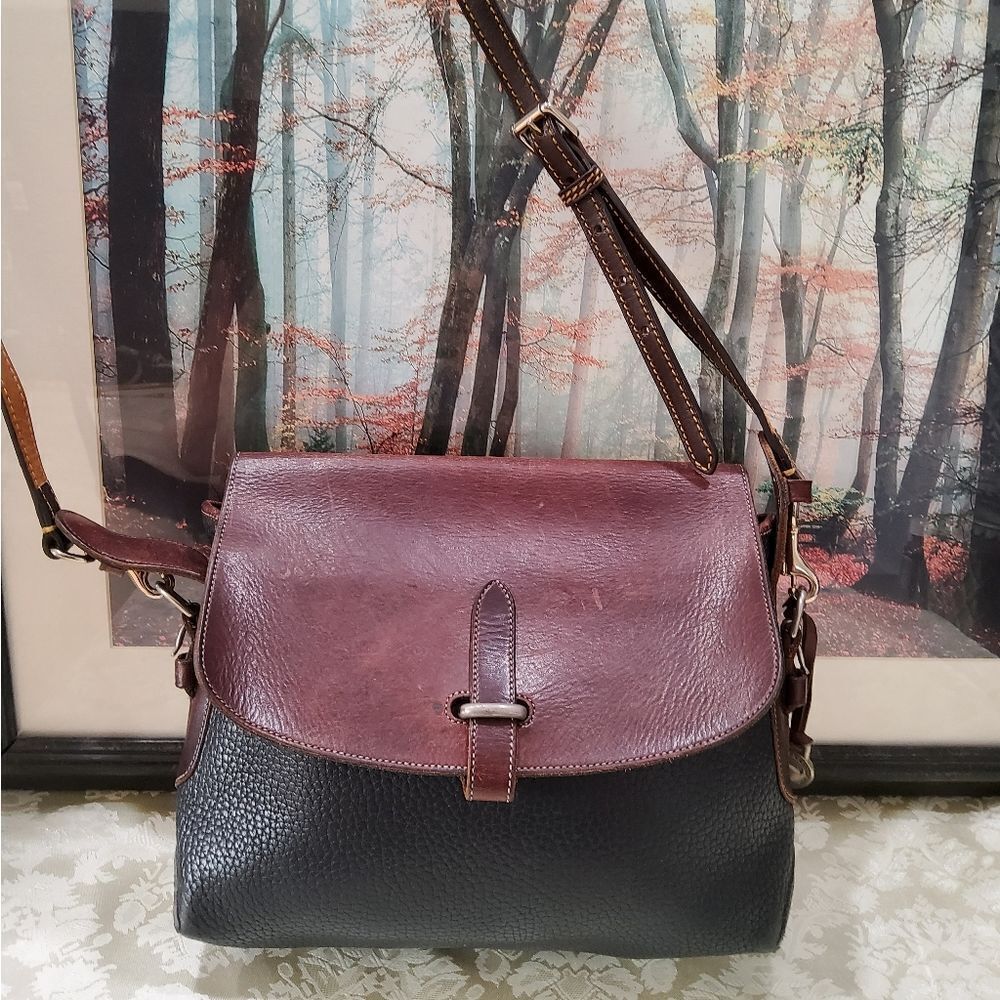 Vintage Dooney and Bourke Black Brown Leather Crossbody